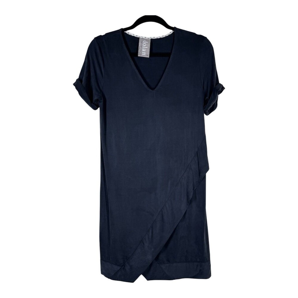 Anthro Dolan Left Coast Cross Over T Shirt Jersey Dress Black Minimalist XS